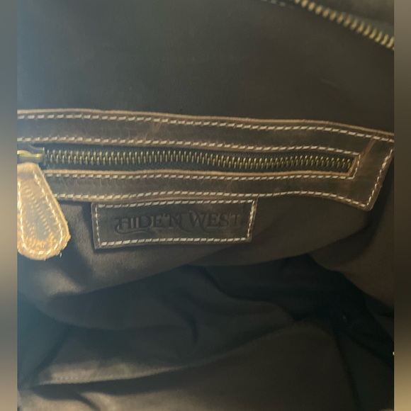 New Fall Western Genuine Ostrich Embossed Leather Rustic Crazy Horse Bag Fringe - Picture 7 of 16